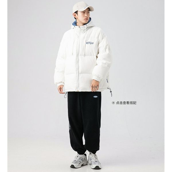 men s down parkas streetwear men style fashion loose white padded clothes recreational hooded female jacket comfortable versatile coat 22120, Black
men s down parkas streetwear men style fashion loose white padded clothes recreational hooded female jacket comfortable versatile coat 22120, Black