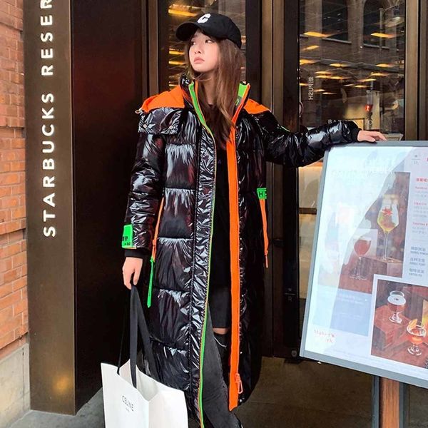 women s down parka color contrast mid length thick winter with zipper casual coat female hooded warm cotton jacket 221208, Black
women s down parka color contrast mid length thick winter with zipper casual coat female hooded warm cotton jacket 221208, Black