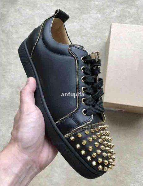 red bottomed christians black with gold spiked toe mens low casual shoes sneaker pairs junior spikes flat men's womens party train omv
red bottomed christians black with gold spiked toe mens low casual shoes sneaker pairs junior spikes flat men's womens party train omv