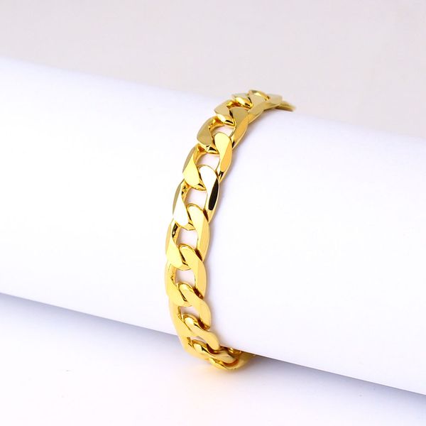 18ct fine yellow gold gf curb chain bracelet mens women's boys kids range solid heavy, Black
18ct fine yellow gold gf curb chain bracelet mens women's boys kids range solid heavy, Black