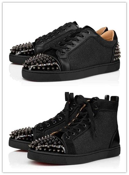 red bottomed christians paris design spikes high /low sneakers shoes women men casual rivets party dress casual walking outdoor la nhc, Black
red bottomed christians paris design spikes high /low sneakers shoes women men casual rivets party dress casual walking outdoor la nhc, Black