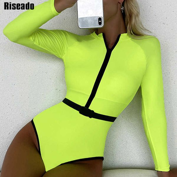 swim wear riseado zip front one piece swimsuits 2022 new belted swimwear women 2022 contrast binding bodysuits long sleeve surfing suits t22 
swim wear riseado zip front one piece swimsuits 2022 new belted swimwear women 2022 contrast binding bodysuits long sleeve surfing suits t22