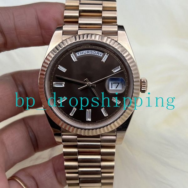 mens watch aaa watches designer 40mm diamond set gold dial fluted bezel ice calendar series automatic mechanical movement sapphire glass sta, Slivery;brown
mens watch aaa watches designer 40mm diamond set gold dial fluted bezel ice calendar series automatic mechanical movement sapphire glass sta, Slivery;brown