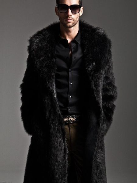 men s fur faux autumn and winter large lapel long jacket fashion thicken overcoat mens clothing 221208, Black
men s fur faux autumn and winter large lapel long jacket fashion thicken overcoat mens clothing 221208, Black
