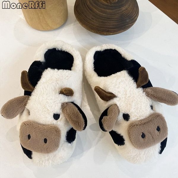 slippers cute cow women shoes winter indoor house warm plush slipper couples home platform slides kawaii footwear 221208, Black
slippers cute cow women shoes winter indoor house warm plush slipper couples home platform slides kawaii footwear 221208, Black