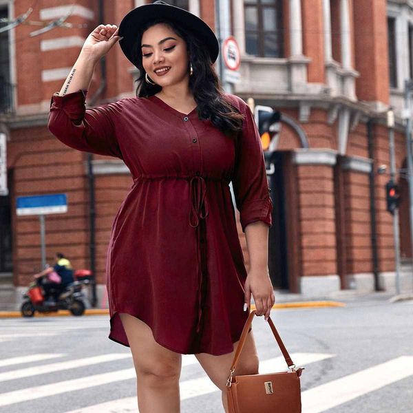 large fashion solid button drawstring dress autumn women suit, Black
large fashion solid button drawstring dress autumn women suit, Black