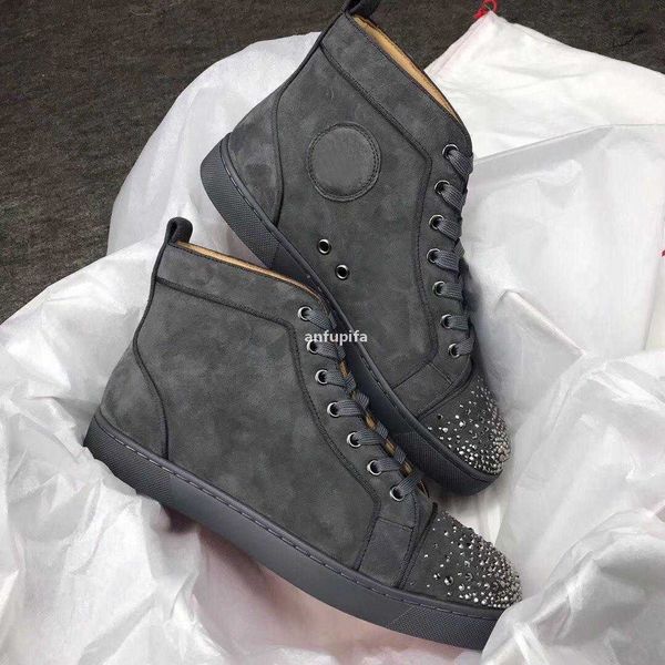 red bottomed christians designer brands strass sneakers flats for men women leisure blue grey suede leather elegant casual walki ync, Black
red bottomed christians designer brands strass sneakers flats for men women leisure blue grey suede leather elegant casual walki ync, Black