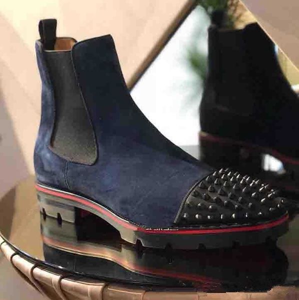 red-bottoms shoe christians fashion luxury men boots men ankle boots low heels genuine leather suede with rivets melon spikes flat xws, Black
red-bottoms shoe christians fashion luxury men boots men ankle boots low heels genuine leather suede with rivets melon spikes flat xws, Black