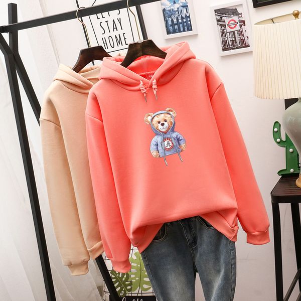 women's fashion casual loose large versatile hoodie little bear print pullover, Black
women's fashion casual loose large versatile hoodie little bear print pullover, Black