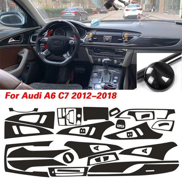 

3d/5d carbon fiber car-stylin interior center console cover color change molding sticker decals for audi a6 c7 2012-2018