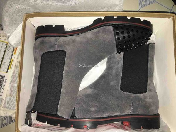 red-bottoms shoes christians luxury men boots red design men ankle boots low heels genuine leather suede with rivets melon spike sqf, Black
red-bottoms shoes christians luxury men boots red design men ankle boots low heels genuine leather suede with rivets melon spike sqf, Black