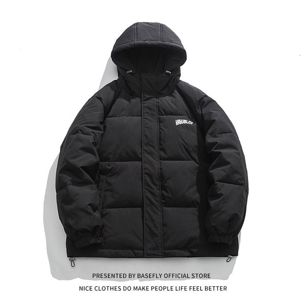 men's down parkas winter collection simple solid snow puffer jacket thick warm men hoodie bomber parkas women casual coat streetwear, Black 
men's down parkas winter collection simple solid snow puffer jacket thick warm men hoodie bomber parkas women casual coat streetwear, Black