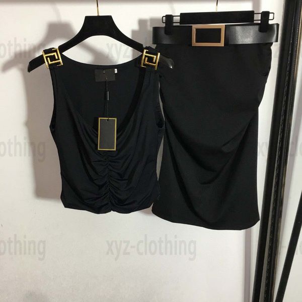 vest t-shirt with slit dress sets brand designer summer dresses women piece dress side zipper slim vests metal belt high waist bag xyz2023, White
vest t-shirt with slit dress sets brand designer summer dresses women piece dress side zipper slim vests metal belt high waist bag xyz2023, White