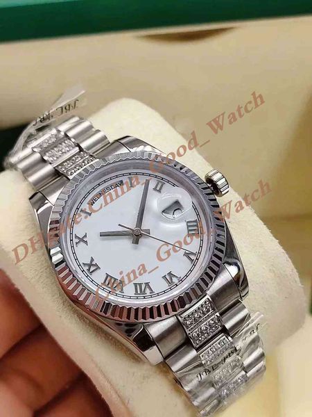 3 color 36mm good watch men's white dial mechanical stainless steel diamonds strap automatic movement date wristpatch sapphire men', Slivery;black
3 color 36mm good watch men's white dial mechanical stainless steel diamonds strap automatic movement date wristpatch sapphire men', Slivery;black