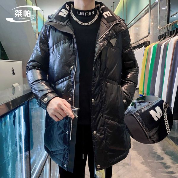 korean coat design fashionable men's cotton padded jacket bread long hooded winter work clothes down, Black
korean coat design fashionable men's cotton padded jacket bread long hooded winter work clothes down, Black