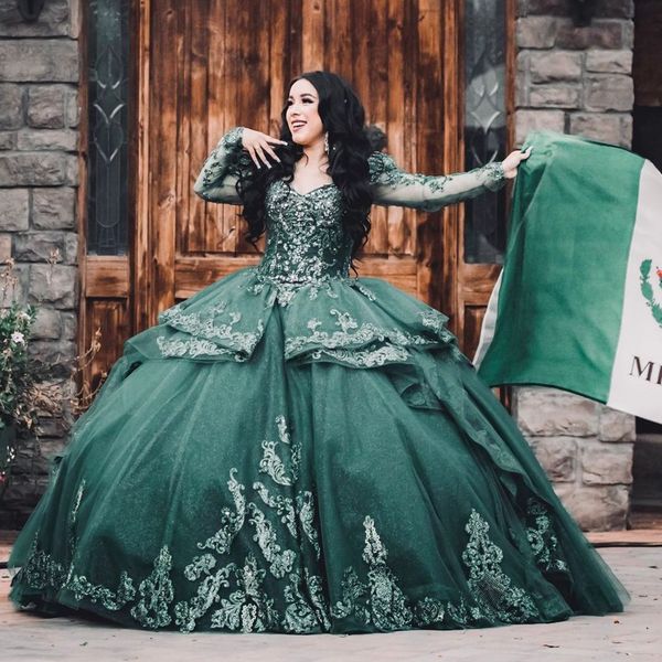 hunter green quinceanera dresses prom sweet 15 gowns with long sleeve crystal tiere vestidos de 15 anos teen girls wear, Blue;red
hunter green quinceanera dresses prom sweet 15 gowns with long sleeve crystal tiere vestidos de 15 anos teen girls wear, Blue;red