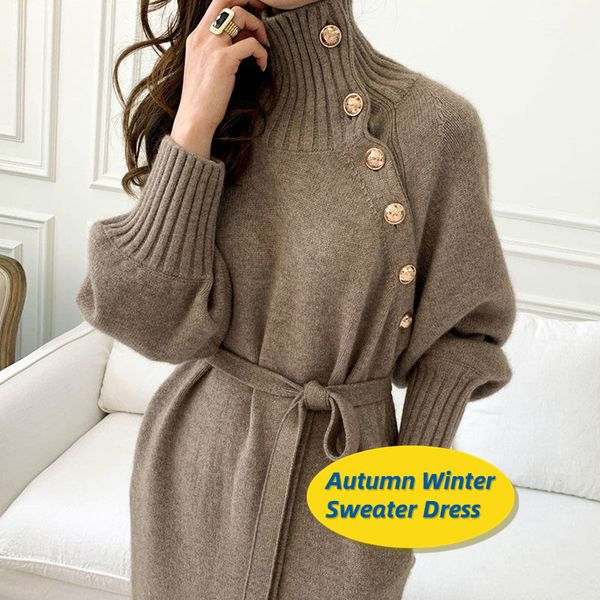 casual dresses turtleneck sweaters long sleeves for women party pullovers autumn winter button skirts ladies female clothing 221208, Black;gray
casual dresses turtleneck sweaters long sleeves for women party pullovers autumn winter button skirts ladies female clothing 221208, Black;gray