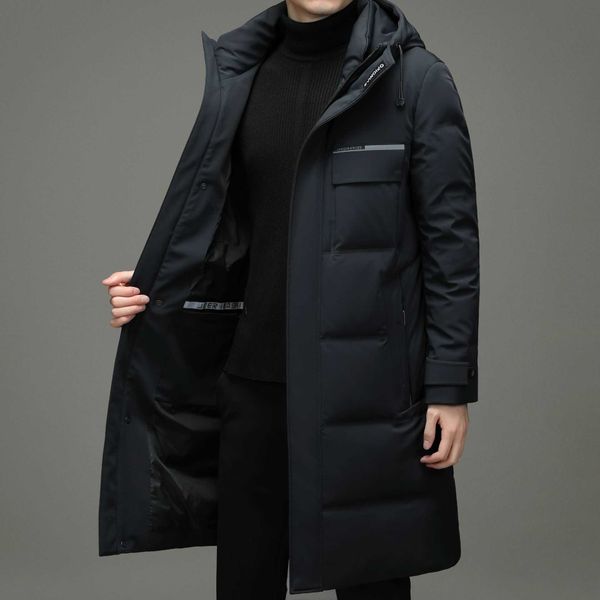 90 grey duck down men's highend winter long jacket thickened warm dad's coat ryr2216, Black
90 grey duck down men's highend winter long jacket thickened warm dad's coat ryr2216, Black