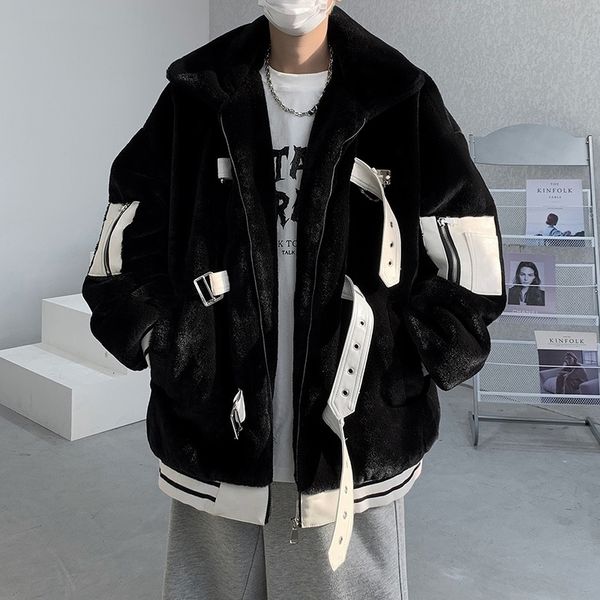 men's down parkas hybskr imitation fur leather button for men contrast color large size zippers coats thicken warm male hip hop parka 2, Black
men's down parkas hybskr imitation fur leather button for men contrast color large size zippers coats thicken warm male hip hop parka 2, Black
