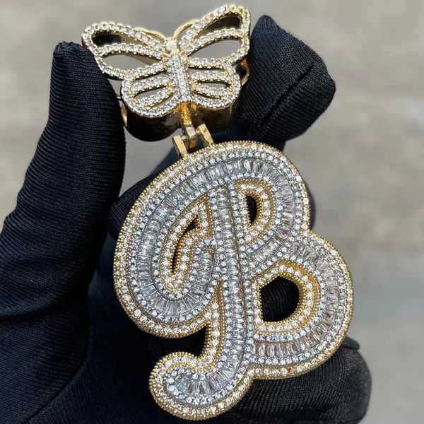 a-z gold plated bling baguette cz stone butterfly cursive letters pendant necklace for men women with 3mm 24inch rope chain, Silver
a-z gold plated bling baguette cz stone butterfly cursive letters pendant necklace for men women with 3mm 24inch rope chain, Silver