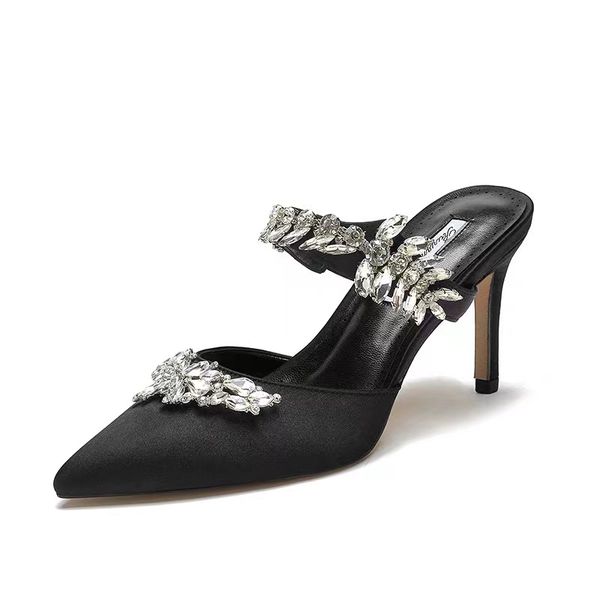 women pumps pointed toe baotou slippers high heels rhinestone bling party high-heeled shoes for style summer and spring multi-function desig, Black
women pumps pointed toe baotou slippers high heels rhinestone bling party high-heeled shoes for style summer and spring multi-function desig, Black