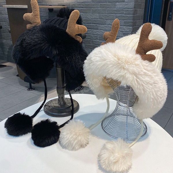 winter women antler cap hat wool windproof warm earflaps cute knitted hat faux fur with pompoms girl christmas beanie, Blue;gray
winter women antler cap hat wool windproof warm earflaps cute knitted hat faux fur with pompoms girl christmas beanie, Blue;gray