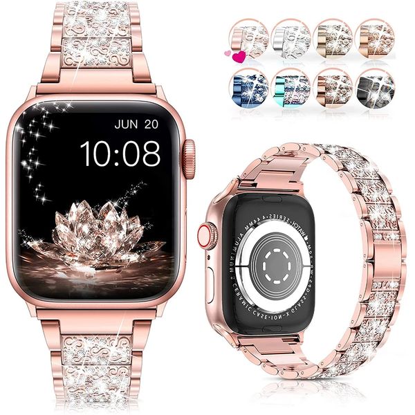 

Link Bracelet Luxury for Apple Watch Band Ultra 49mm SE 6 7 8 41mm 45mm 40mm 44mm Diamond Shining Women Metal Strap IWatch Series 5 4 3 38mm 42mm