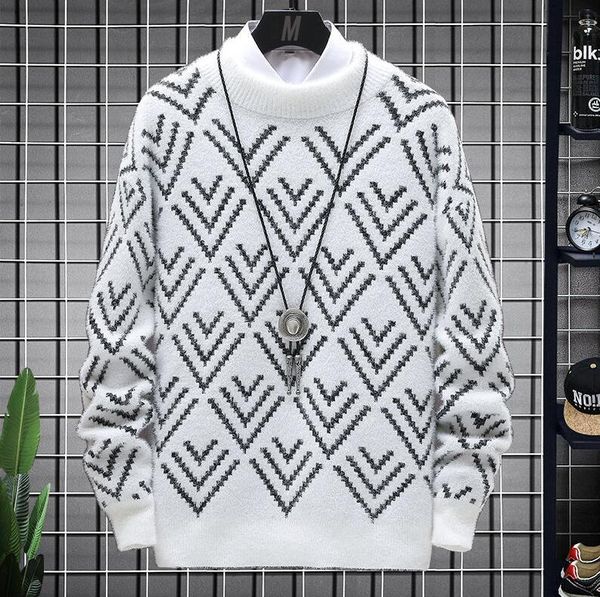 men's sweaters for casusl turtleneck striped sweaters jumpers new loose all-match warm knitted pullovers, White;black
men's sweaters for casusl turtleneck striped sweaters jumpers new loose all-match warm knitted pullovers, White;black