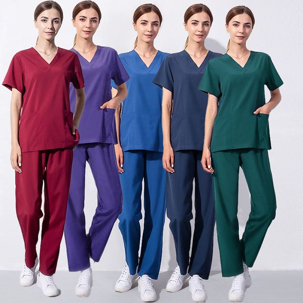 women's two piece pants medical scrub suits set doctor nursing uniform confinement center hospital beauty salon oral cavity pet workwea, White
women's two piece pants medical scrub suits set doctor nursing uniform confinement center hospital beauty salon oral cavity pet workwea, White