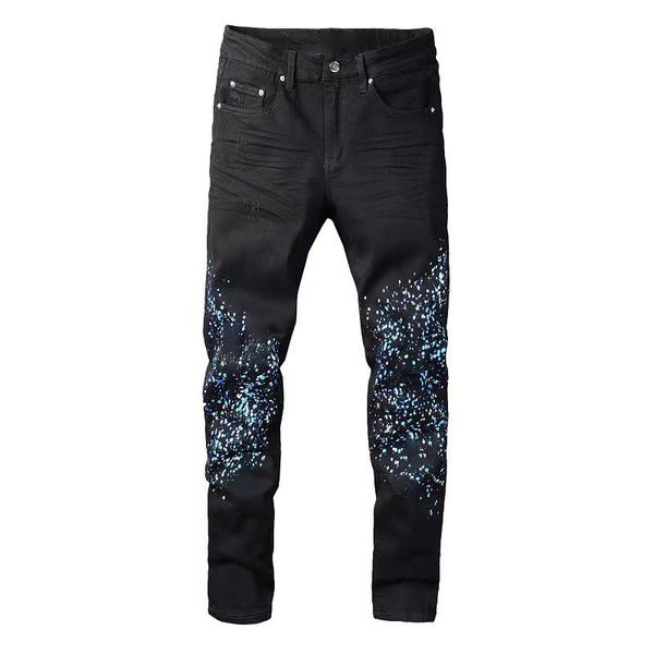 designer jeans splash ink jean men embroidery quilting black woman trendy brand fashion straight pants distrressed biker slim jeans for wome, Blue
designer jeans splash ink jean men embroidery quilting black woman trendy brand fashion straight pants distrressed biker slim jeans for wome, Blue