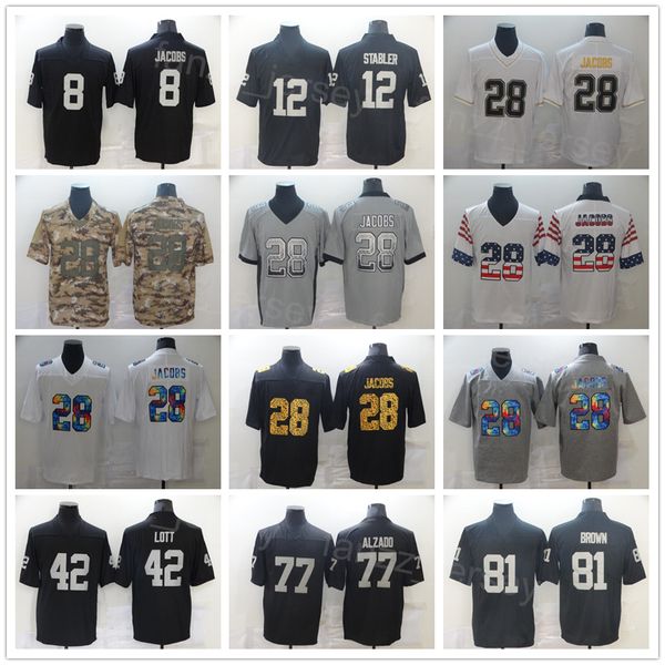 men football 28 josh jacobs jersey 12 ken stabler 42 ronnie lott 77 lyle alzado 81 tim brown leopard grain rainbow hemp grey flag camo color, Black;red
men football 28 josh jacobs jersey 12 ken stabler 42 ronnie lott 77 lyle alzado 81 tim brown leopard grain rainbow hemp grey flag camo color, Black;red