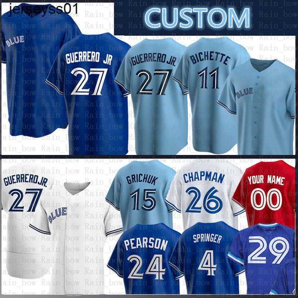 custom vladimir guerrero jr. baseball jersey toronto blue bo bichette george springer nate pearson matt chapman alejandro kirk lourdes, Blue;black
custom vladimir guerrero jr. baseball jersey toronto blue bo bichette george springer nate pearson matt chapman alejandro kirk lourdes, Blue;black