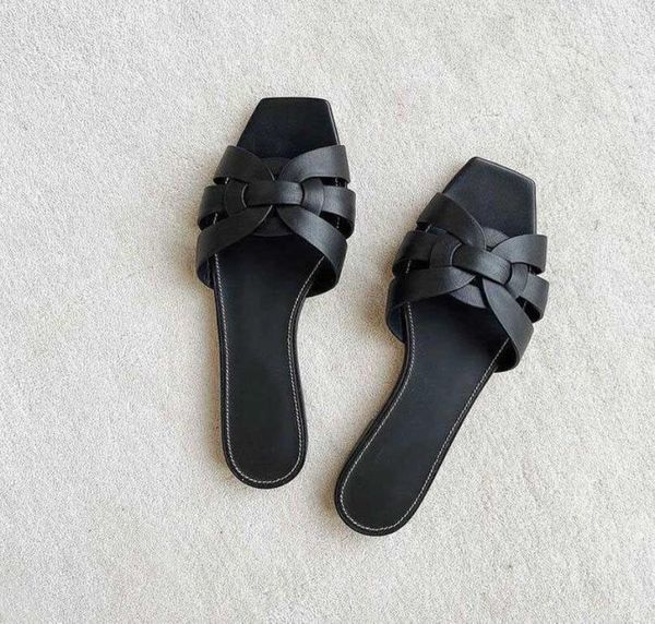 name brand slippers tribute flat sole sandals woven leather women sandal slide slipper slip square toe shoes lady outdoor party dr7242904, Black
name brand slippers tribute flat sole sandals woven leather women sandal slide slipper slip square toe shoes lady outdoor party dr7242904, Black