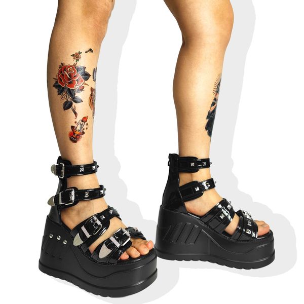 sandals gigifox platform high wedges zip women's sandals gothic style open toe casual leisure black brand designer metal summer shoes t
sandals gigifox platform high wedges zip women's sandals gothic style open toe casual leisure black brand designer metal summer shoes t