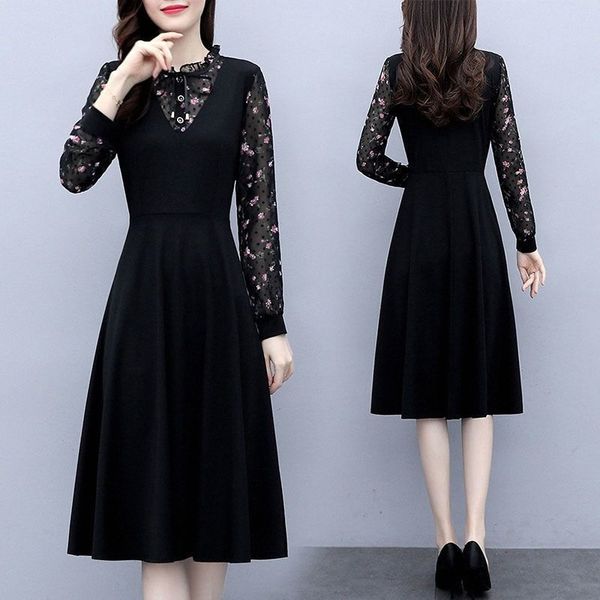 2023 new spring and autumn women's dress fashion fake two piece mother dress, Black;gray
2023 new spring and autumn women's dress fashion fake two piece mother dress, Black;gray