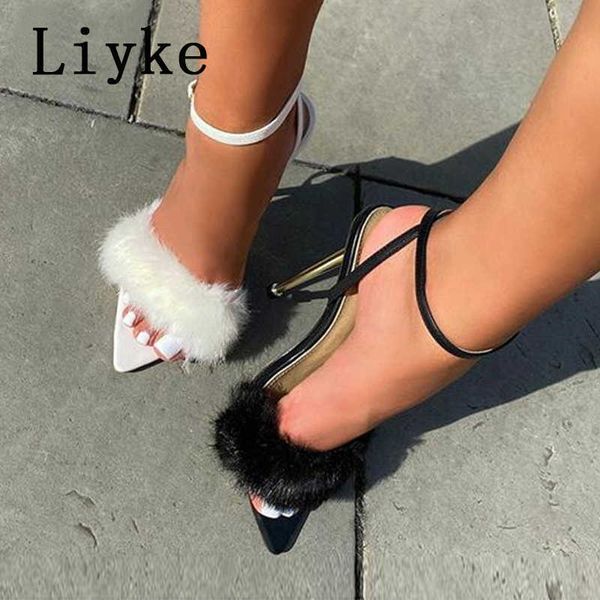 sandals liyke pointed toe women fur fuzzy summer sandals fashion ankle buckle strap stripper high heels party dance shoes pumps t221209, Black
sandals liyke pointed toe women fur fuzzy summer sandals fashion ankle buckle strap stripper high heels party dance shoes pumps t221209, Black