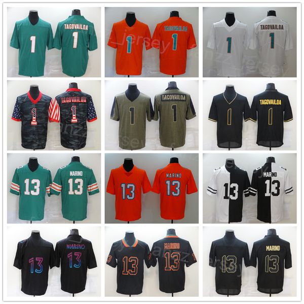 men football 1 tua tagovailoa jerseys 13 dan marino team color white orange black navy army green salute to service color rush all stitched, Black;red
men football 1 tua tagovailoa jerseys 13 dan marino team color white orange black navy army green salute to service color rush all stitched, Black;red