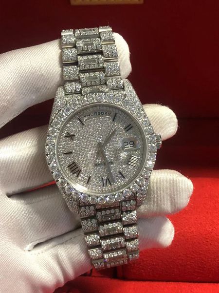 mens luxury diamonds watch moissanite watches pass diamonds test rose silver automatic eta movement 41mm waterproof 904 stainless steel set, Slivery;brown
mens luxury diamonds watch moissanite watches pass diamonds test rose silver automatic eta movement 41mm waterproof 904 stainless steel set, Slivery;brown