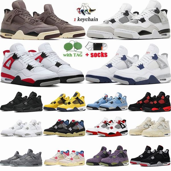 

2023 4 military black basketball shoes 4s university blue red cement seafoam sail midnight navy violet ore tech white oreo thunder mens wome