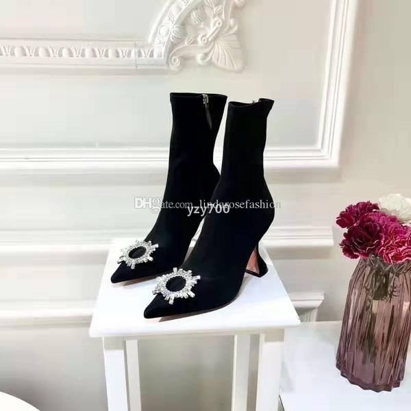 amina muaddi new brand luxury sunflower shoes 95mm heel goblet begum embellished ankle boots crystal embellished stretch satin sock hmx, Black
amina muaddi new brand luxury sunflower shoes 95mm heel goblet begum embellished ankle boots crystal embellished stretch satin sock hmx, Black