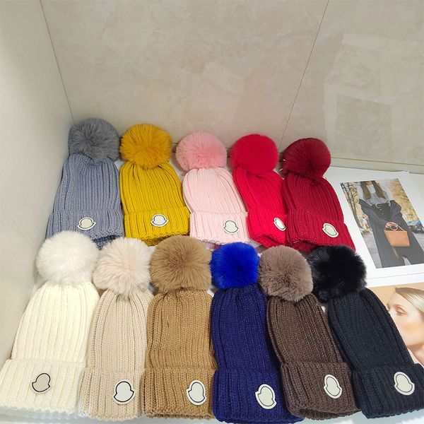 

Knitted Hat Beanie Cap Designer Pom-Pom Skull Caps for Man Woman Winter Hats 11 Colors Multi Color Option, C5