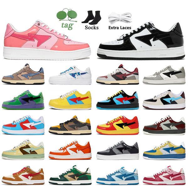 

fashion designer casual sk8 sta shoes grey black stas sk8 color camo combo pink green abc camos pastel blue patent leather m2 with socks pla