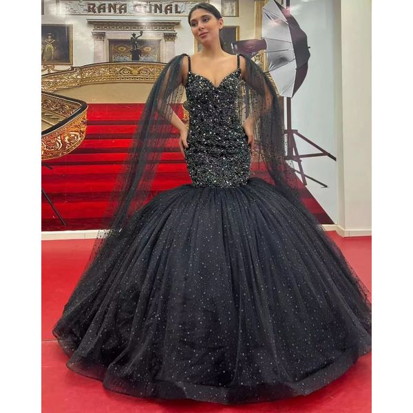 luxury black mermiad prom dresses beads sequined spaghetti strap graduation party evening dress robe de mariage
luxury black mermiad prom dresses beads sequined spaghetti strap graduation party evening dress robe de mariage
