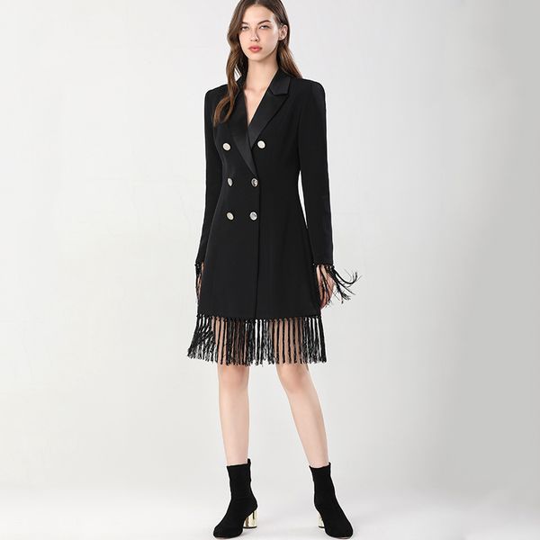 retro-chic commuter french long-sleeved high-waisted solid-color fringed dress dress black blazer dresses, Black;gray
retro-chic commuter french long-sleeved high-waisted solid-color fringed dress dress black blazer dresses, Black;gray