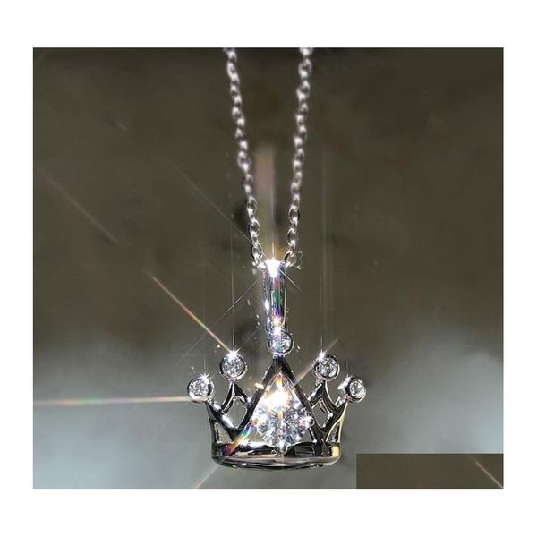 pendant necklaces classic 925 sier crown shiny moissanite female fashion wedding engagement jewelry women necklace drop delivery pend dh07t, Silver
pendant necklaces classic 925 sier crown shiny moissanite female fashion wedding engagement jewelry women necklace drop delivery pend dh07t, Silver