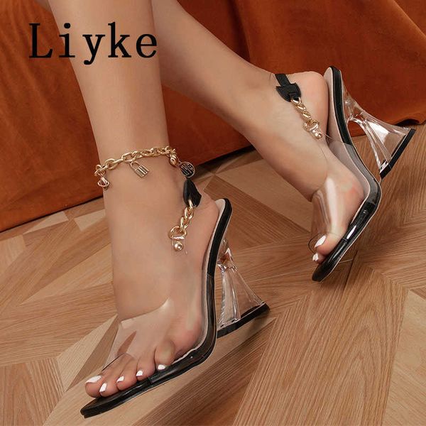 sandals liyke new brand strange style transparent high heels sandals female summer open toe slip-on chain strap pvc clear shoes women t22120, Black
sandals liyke new brand strange style transparent high heels sandals female summer open toe slip-on chain strap pvc clear shoes women t22120, Black