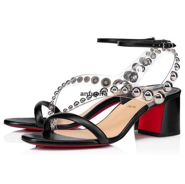 red bottomed christians luxurious summer corrine sliver studded & pvc strap sandals ladies red women's chunky heels studded sandalias e, Black
red bottomed christians luxurious summer corrine sliver studded & pvc strap sandals ladies red women's chunky heels studded sandalias e, Black