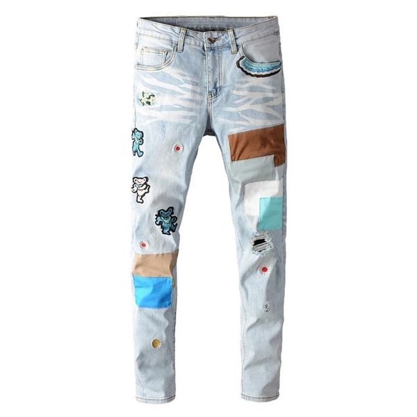 ginzous men's jeans embroidered patchwork light blue streetwear ripped stretch slim denim fashion trend style make you unique330f
ginzous men's jeans embroidered patchwork light blue streetwear ripped stretch slim denim fashion trend style make you unique330f