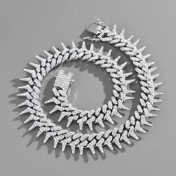single-sided thorns with thorns cuban necklace 20mm punk rock exaggerated necklace comb type jewelry 221214, Silver
single-sided thorns with thorns cuban necklace 20mm punk rock exaggerated necklace comb type jewelry 221214, Silver