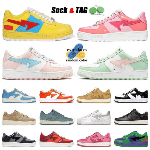 a bapestar stars run shoes bapestas sk8 yellow light blue green grey pasle pink camo gray black and white panda patent leanther iron sliver
a bapestar stars run shoes bapestas sk8 yellow light blue green grey pasle pink camo gray black and white panda patent leanther iron sliver